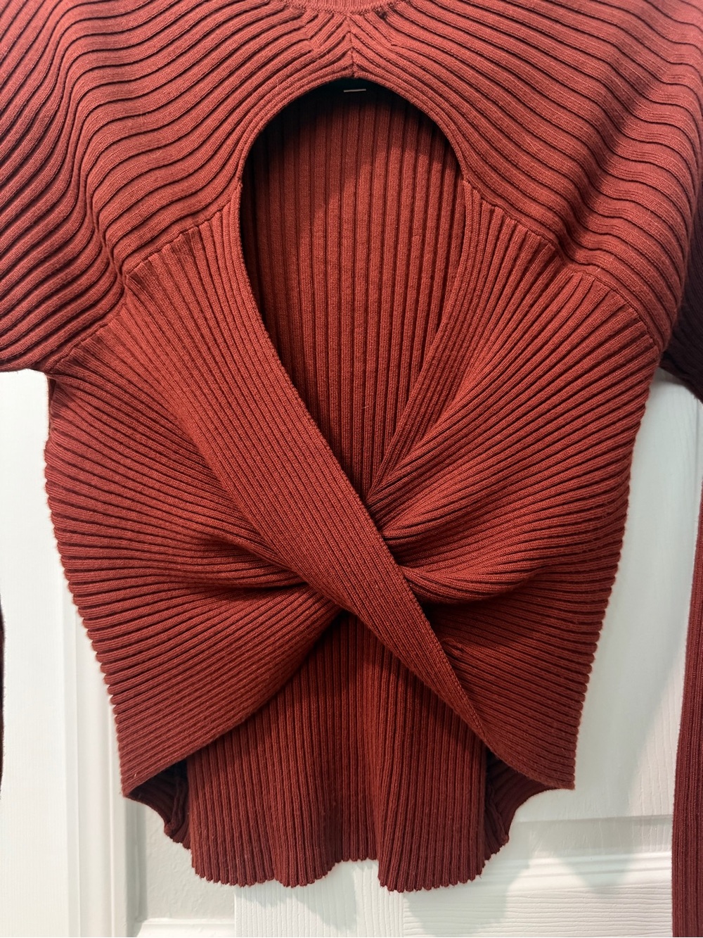 Pink Rose Ribbed Twist-Back Sweater - Rust - Picture 6 of 6